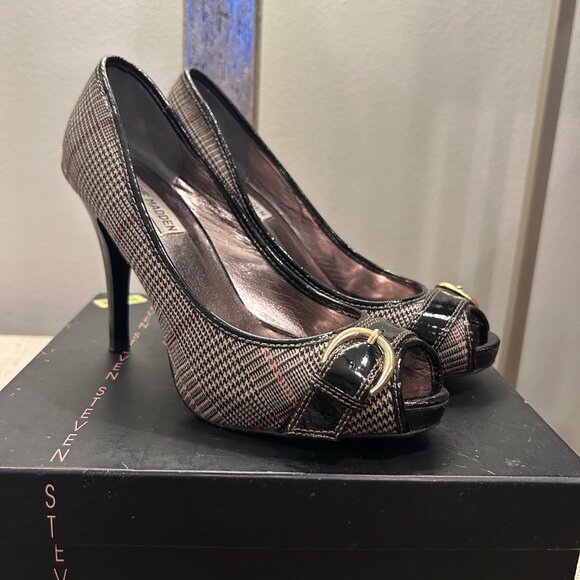 Steven by Steve Madden Lezlie Glen Plaid Peep toe Pumps - Picture 2 of 9